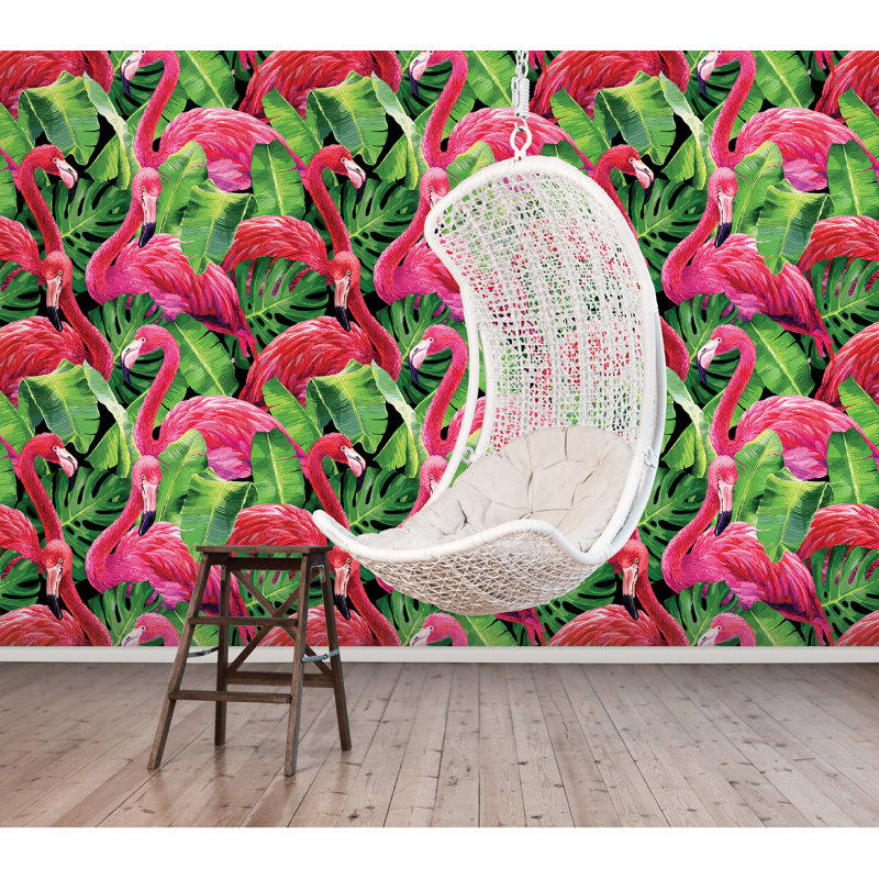 Flamingos 3.20m x 106cm Matte Wallpaper Panel