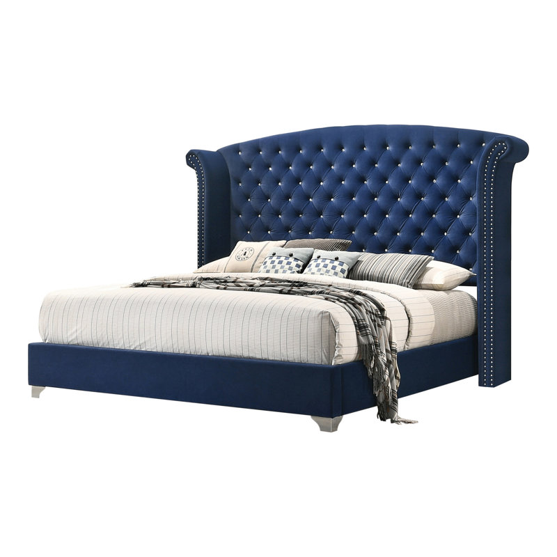 Ensemble de chambre à coucher 2 pièces avec table de chevet bleu pacifique Myo, Très grand