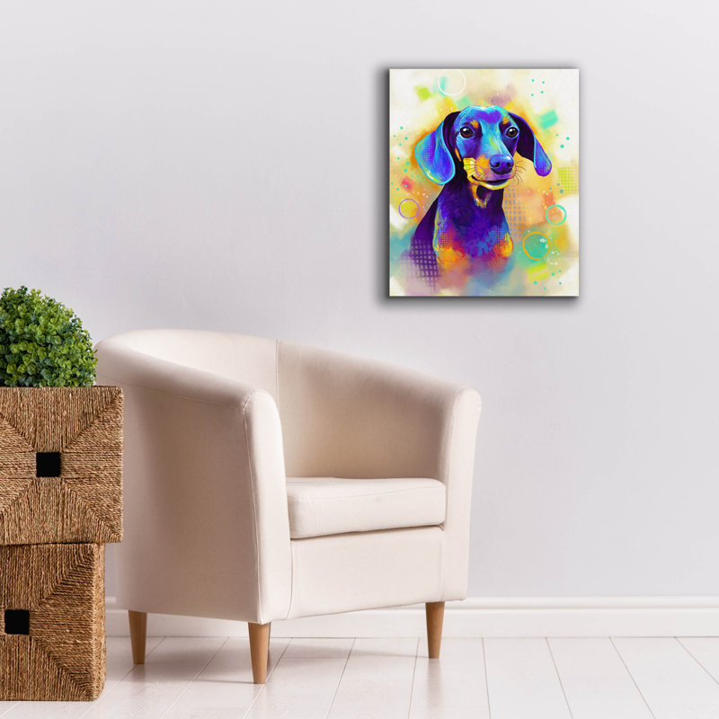 «Pop Art Dachshund 2» par Furbaby Affiliates, art mural sur toile, H 24 po x l 20 po x P 0,75 po