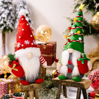 Jolly Companions Christmas Gnome Decor Set Of Two, Plush Xmas Home Decor