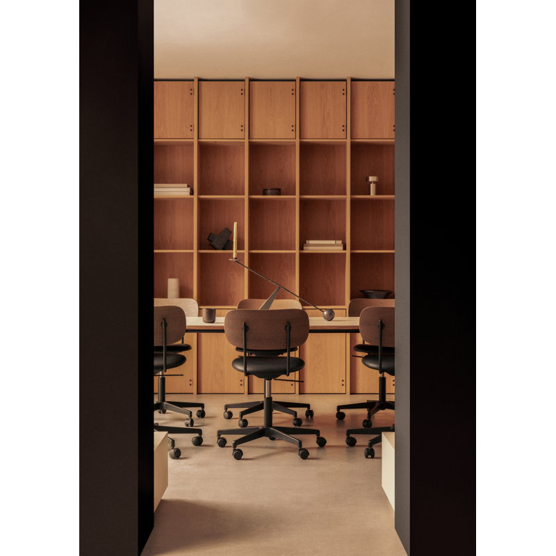 Co Swivel Task Chair, Dark Stained Oak/Silver, Army