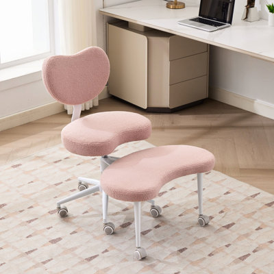 Pink Cross Desk Chair, 360 - Degree Swivel, Legged Chair For And . Plus Size Seat Cushion Footstool, 300 Lbs Weight Capacity With Wheels, Lumbar Support. Design Home Office, Switch Positions Easily