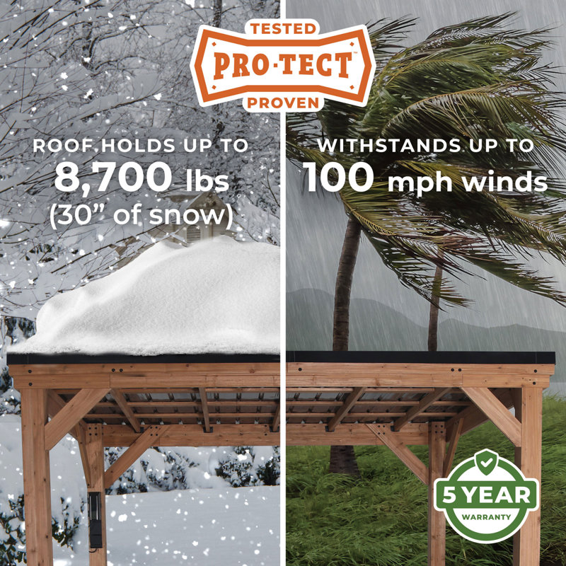 Arcadia 14' x 12' Cedar Wood Garden Gazebo with Steel Roof