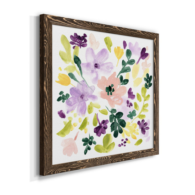 Lavender Meadow II - art mural encadré sur toile, Encadré de bois de noyer, H 20 po x l 20 po x P 1,5 po