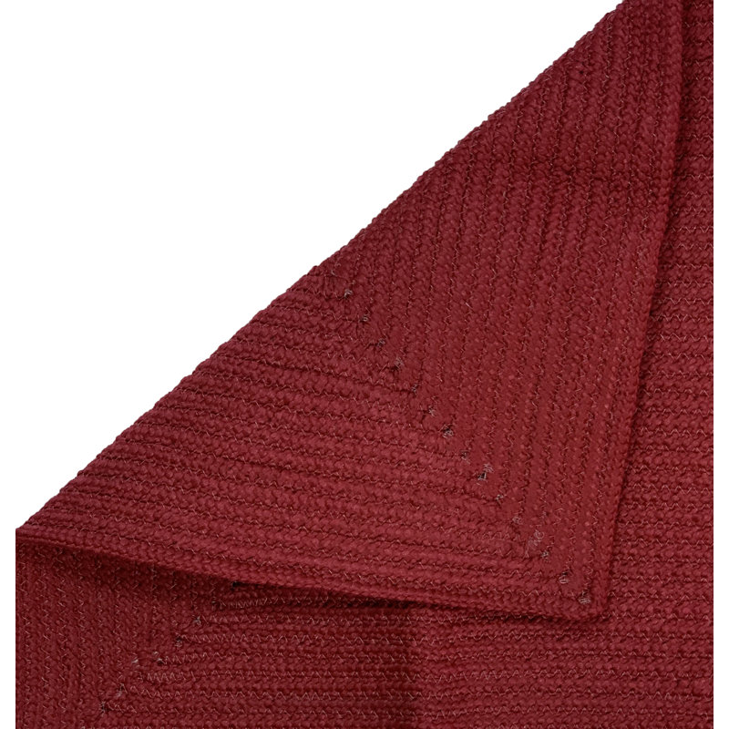 Vienne Solid Color Machine Made Braided Polypropylene Indoor Outdoor Area Rug, L-Shape 2' x 5'8" x 5'8", Burgundy
