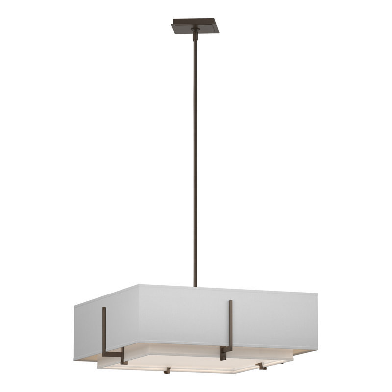 Exos 4 - Light Unique Square Pendant, Natural Anna Shade, Bronze, Medium