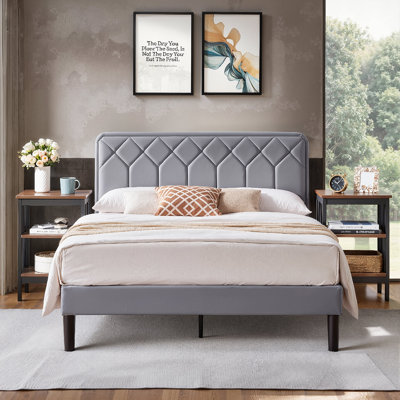 Lit double tapissier double avec 2 tables de chevet - Ensemble de chambre à coucher moderne