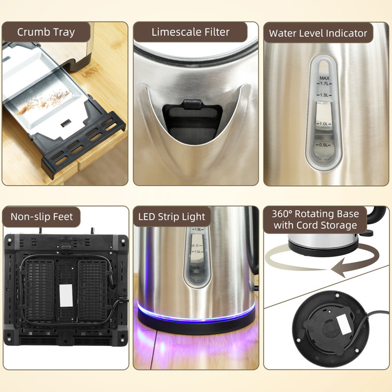 Kettle and Toaster Set, Silver