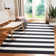 Brookvale Striped Hand-Woven Cotton Area Rug in Black/Ivory