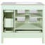 36 armoires de rangement pour salle de bain avec texture gaufrée, quatre tiroirs, deux portes en verre, double espace, couleur turquoise fraîche, poignées modernes, conception de rails coulissants lisses, rangement, revêtement, calme et doux