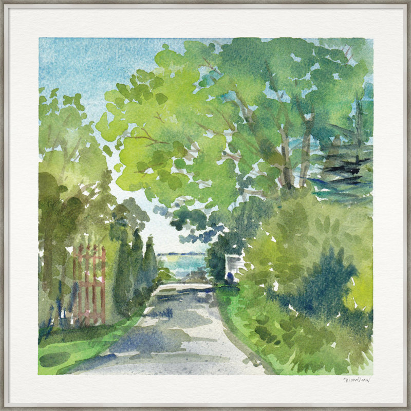 The Lane And Sea par Patricia Shaw - reproduction de cadre photo, H 41 po x l 41 po x P 2 po, Argent / blanc