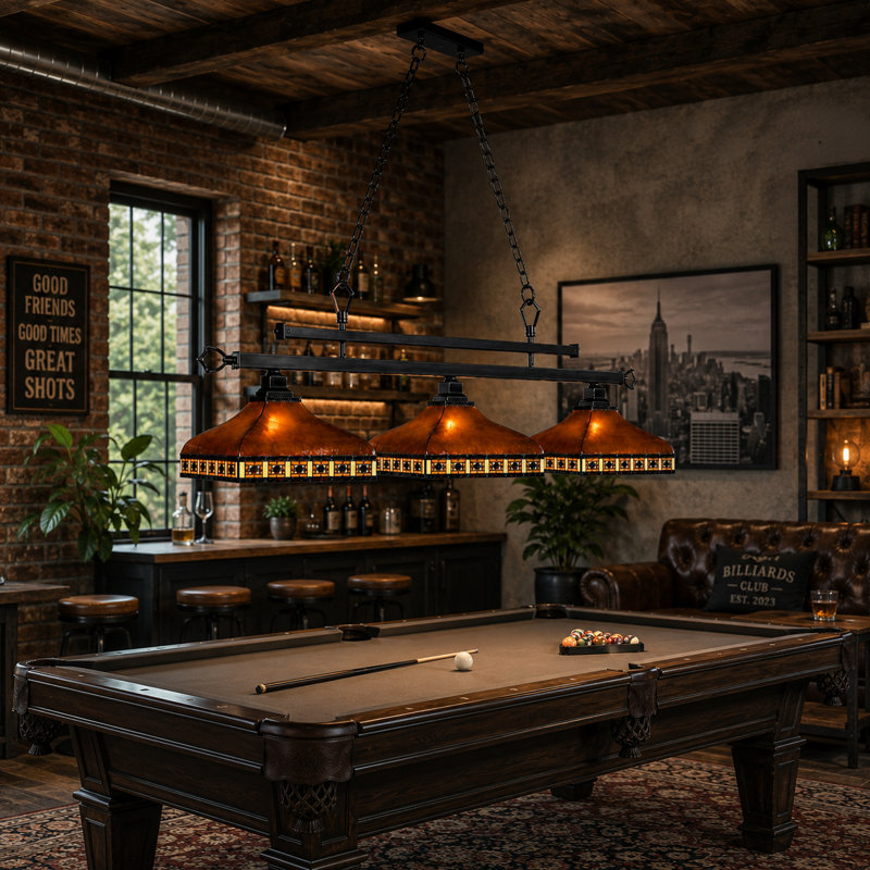 Luminaire suspendu linéaire pour table de billard à 3 lumières Shemar par RAM Game Room