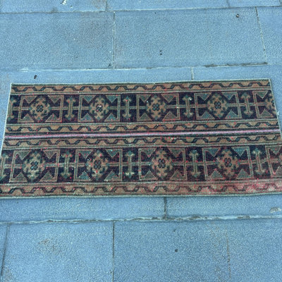 Tapis de couloir vintage rétro avec motifs traditionnels pour le couloir ou le salon