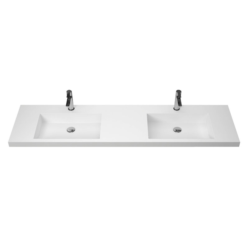 Themis 71 inch integrated double sinks basin 