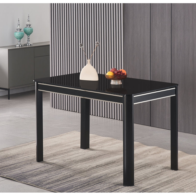 Brid Metal Base Dining Table, Black