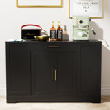 53 Inch Large Kitchen Island With Tilt Out Trash Can Holder, Wooden Stationary  Storage Pantry With Drawer, Double Door Cabinet, 3 Layer Open  Side Racks For Dining,Coffee Bar,Home