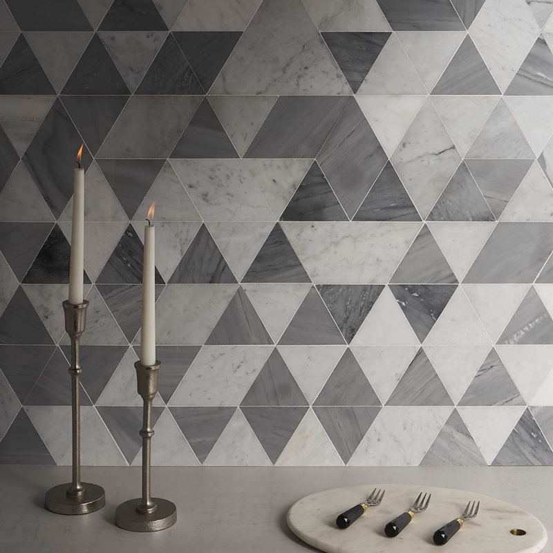 Prism 13.5 X 7.75 Marble Mosaic Tile, Grana Gray