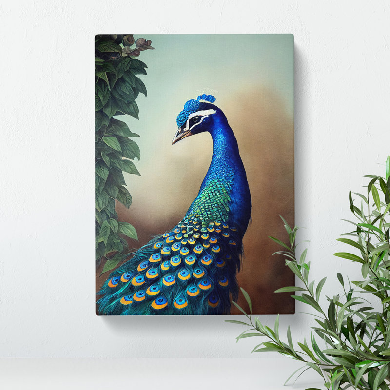 XV1022-3454X Peacock View No.2 - Print, 76cm H x 50cm W x 3cm D, White, Wrapped Canvas