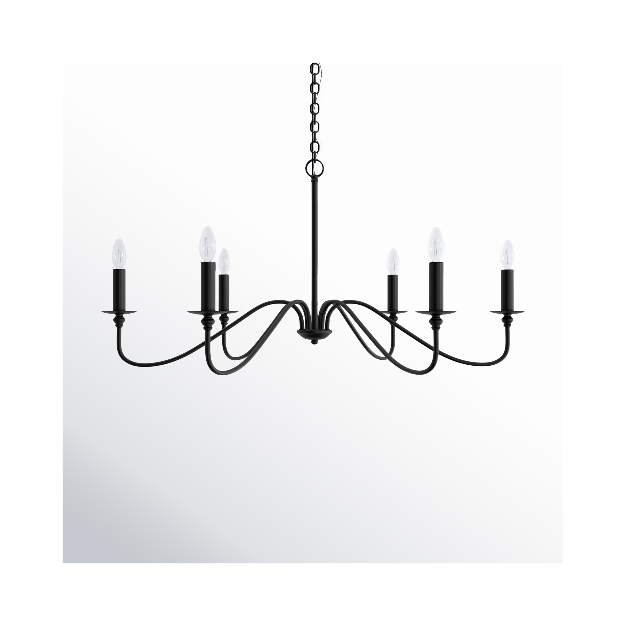 Ableton 6 - Light Candle Style Classic / Traditional Chandelier, Matte Black, 19" H x 36" W x 36" D