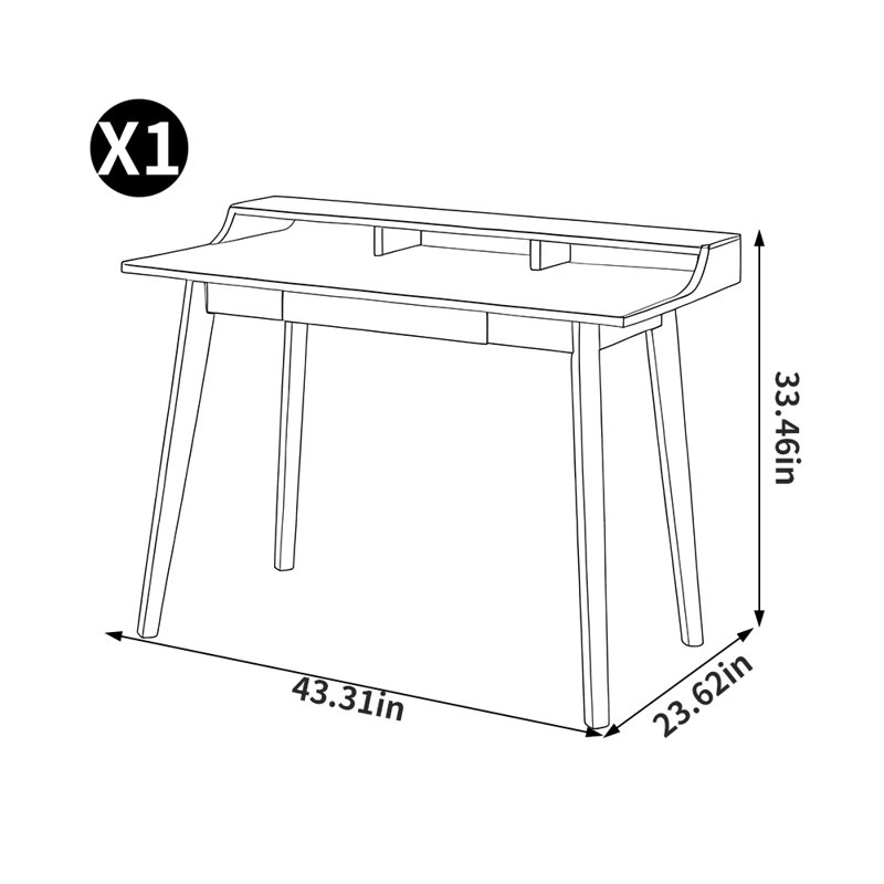 Bureau en bois massif de style américain, H 33,46 po x l 43,31 po x P 23,62 po
