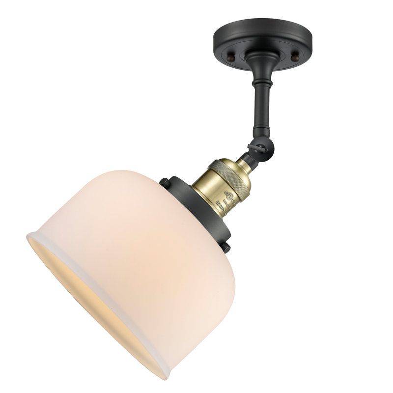 Plafonnier simple semi-encastré 8 lumières Handley, Boîtier blanc mat, Ampoule non incluse, Laiton antique noir