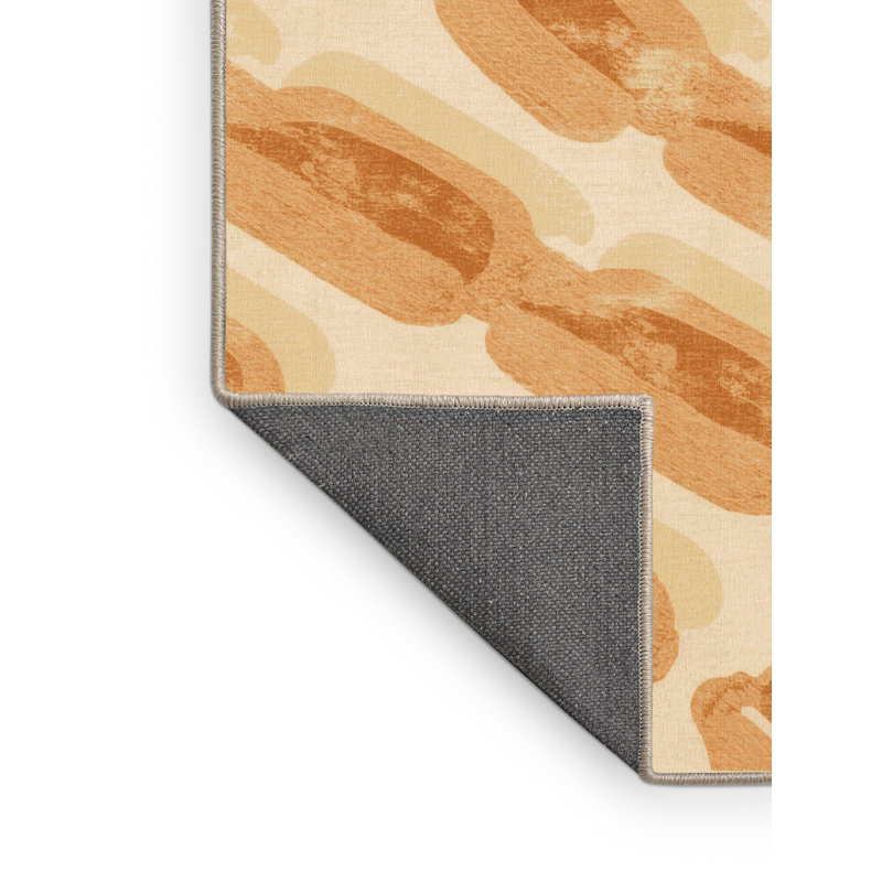 Tapis rayé beige moelleux et moelleux Hot Dog Buschwick, 5 x 7