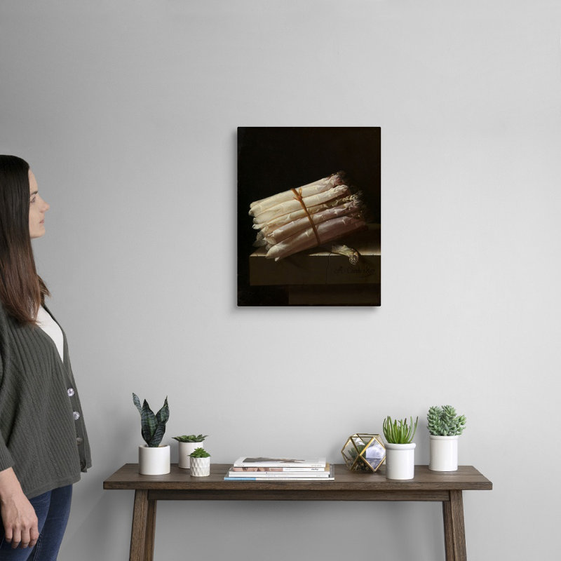 Reproduction d’art sur toile, "Still Life avec asperge" par Adrian Coorte, Toile tendue, H 20 po x l 16 po x P 1,25 po