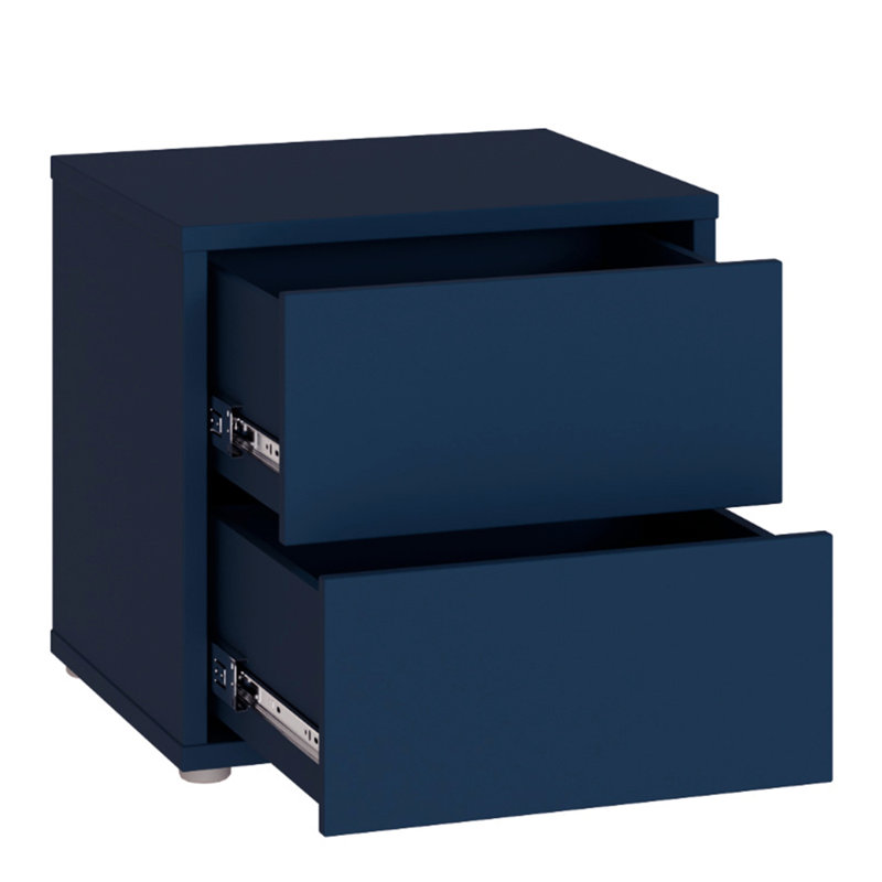 Alice Springs Low Bedside Cabinet with 2 Drawers Push-to-Open, Navy