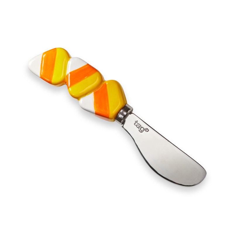 Candy Corn Spreader Yellow Ceramic Halloween