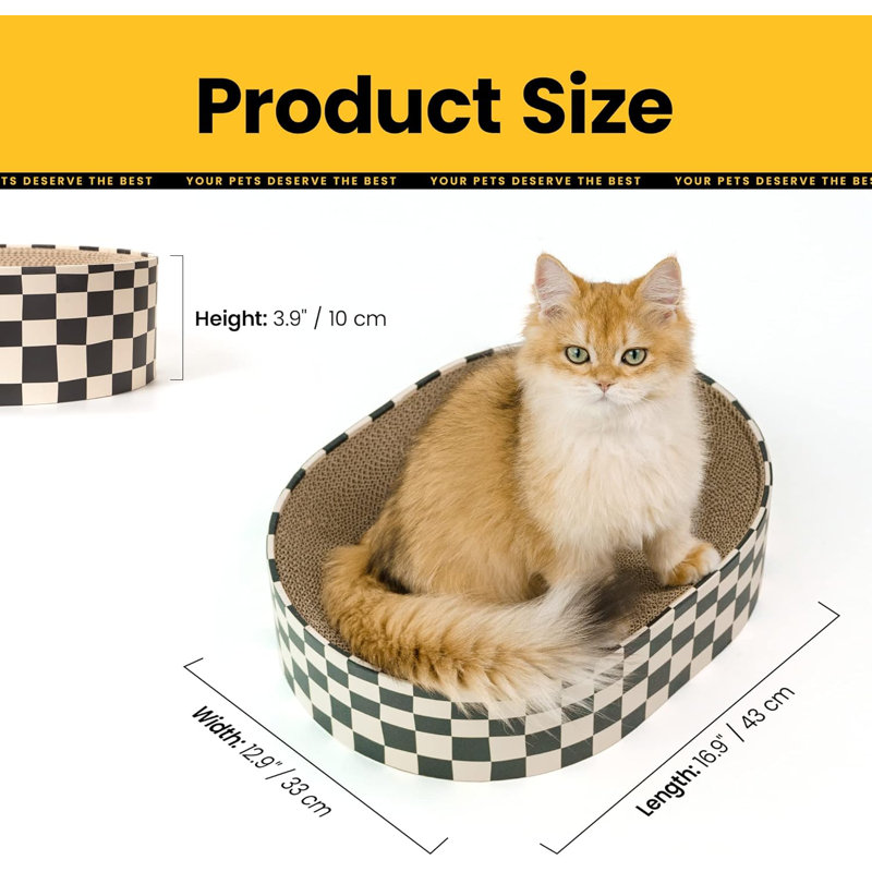 Cat Scratcher Cardboard Oval Cat Scratch Pad Bowl For Indoor Kitty Grinding Claw,Round Kittens Scratching Board Corrugated Lounge Pet Beds&Furniture Protector For Couch&Carpets&Sofas