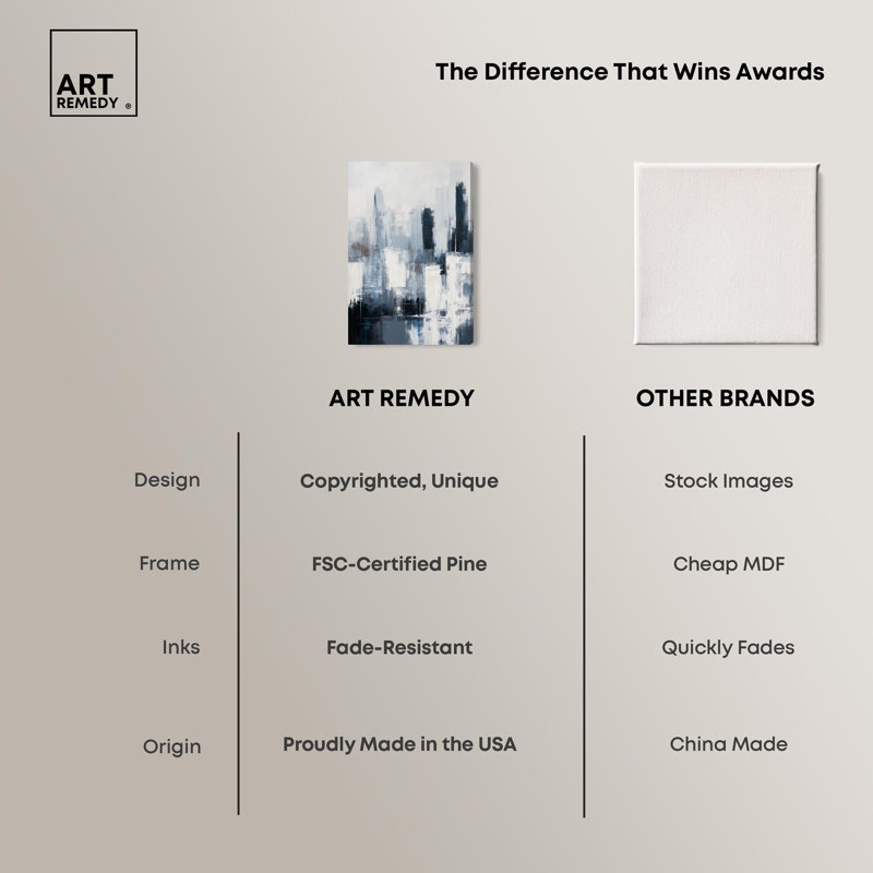 «Gray Matter Canvas», art abstrait bleu par Art Remedy, Toile tendue, H 24 po x l 16 po