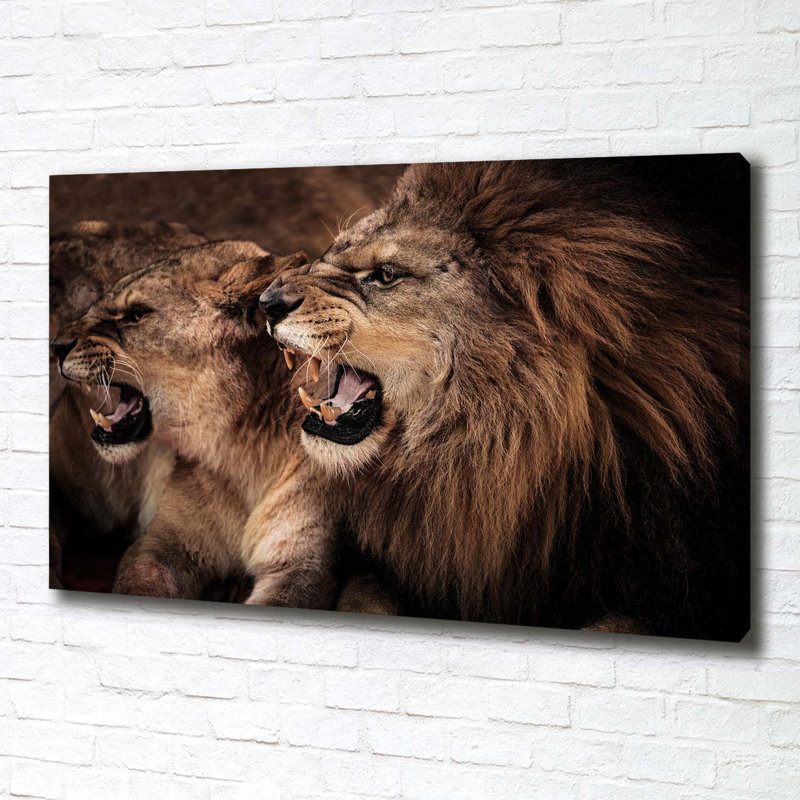 Roaring Lions - No Frame Print on Canvas