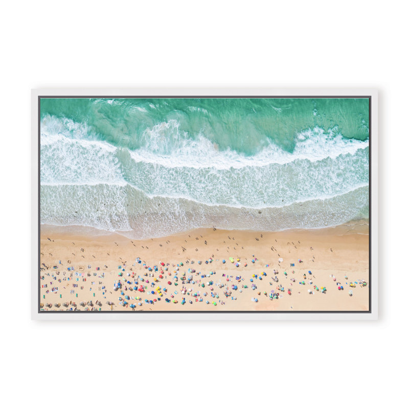 Coastal Retreat Summer Beach by  - Picture Frame Photograph on Paper, 32" H x 48" W x 1.125" D, Beige, Framed Matted Print