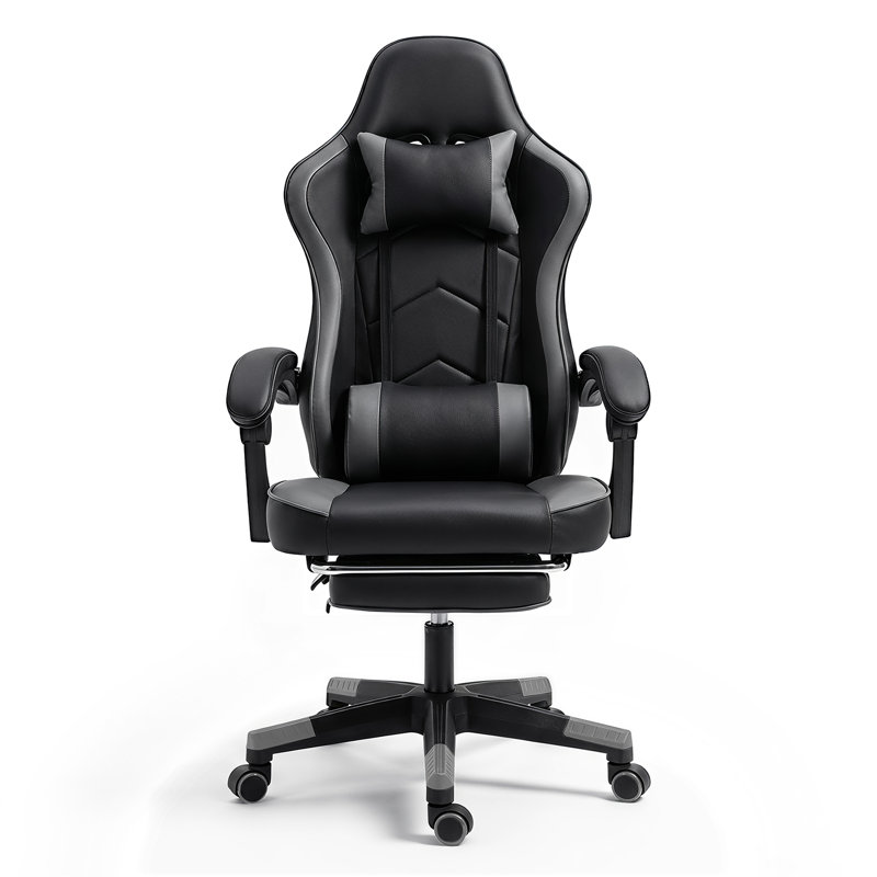 Fauteuil inclinable et pivotant ergonomique en cuir synthétique RAYS, Gris