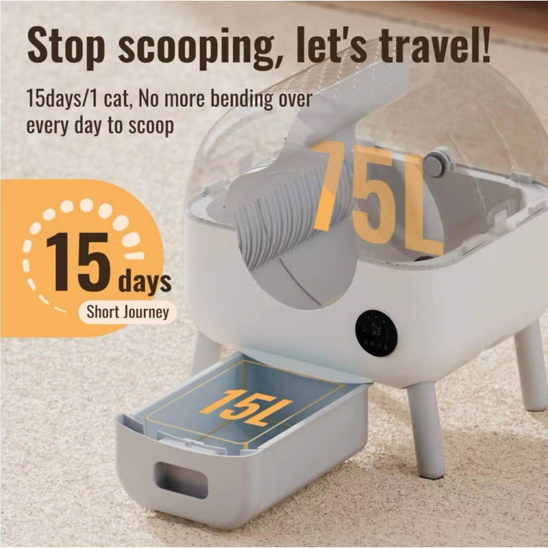 Litière pour chat 100L autonettoyante, très grande pour plusieurs chats