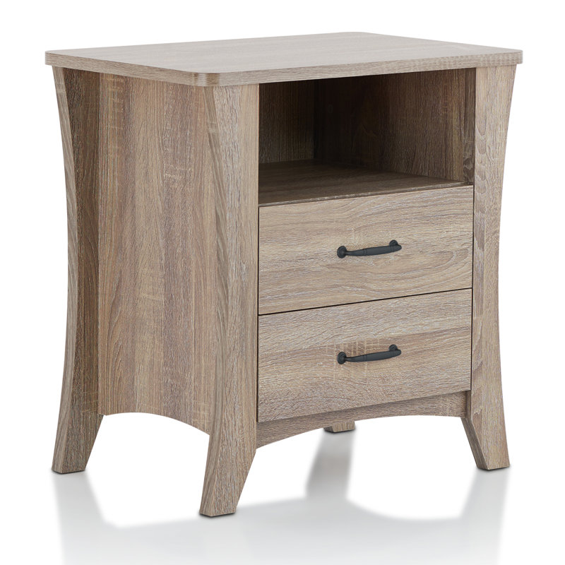 Bellda 2-Drawer Nightstand with Tapered Legs, Rustic Natural
