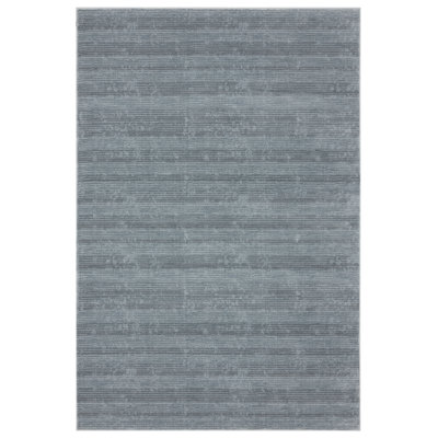 Tapis bleu clair à rayures Alizette