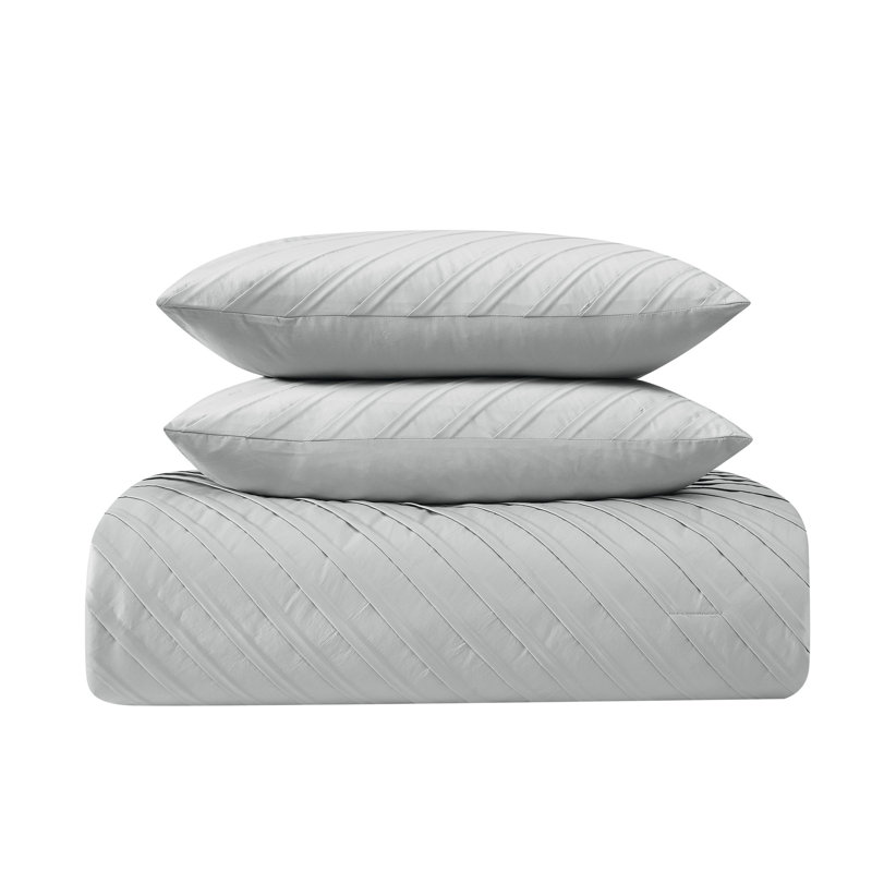 James Pleated Gray King Microfiber Bed in a Bag Set