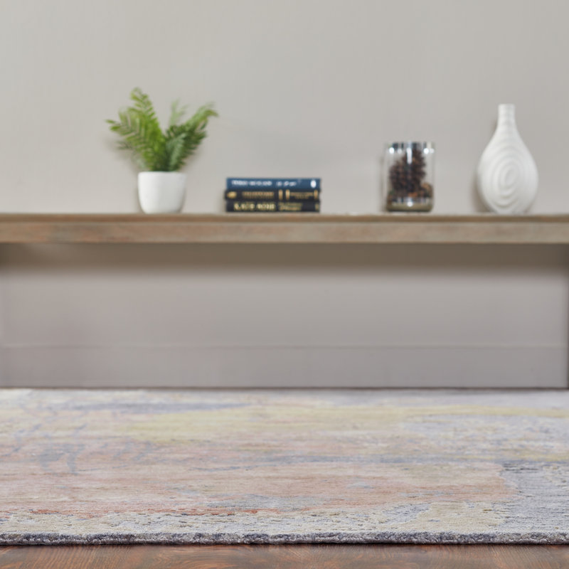 Hand Knotted Abstract Area Rug, Rectangle 2' x 3'