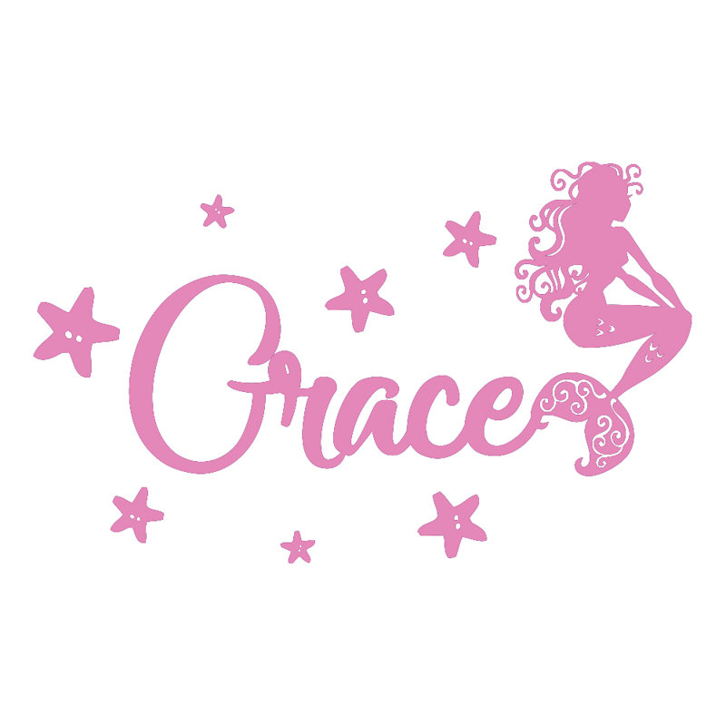 Décalcomanie murale chambre de bébé sirène, Rose tendre