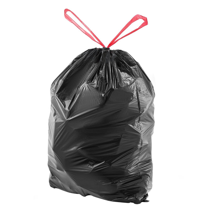 30-Gallon Drawstring Trash Bags, 50-Count Tall Kitchen Garbage Bags, Extra Thick 0.98 Mil Plastic Waste Bags for Home, Office, and RV (Black)