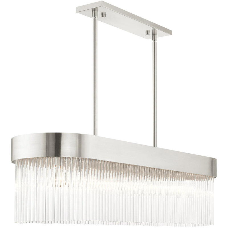 6 - Light Square / Rectangle Chandelier, Brushed Nickel