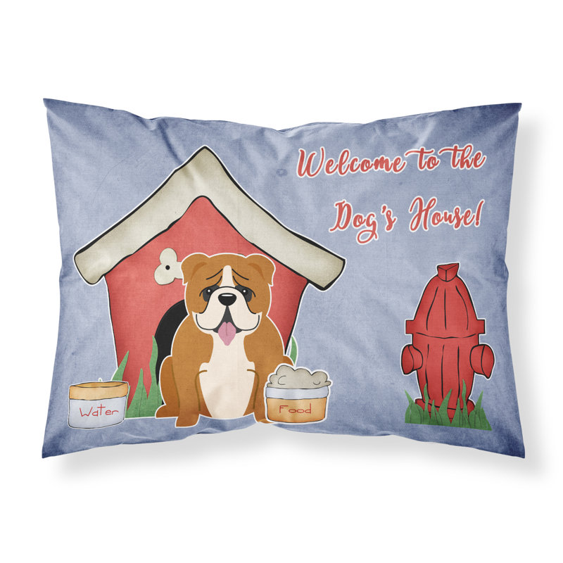 Taie d’oreiller chien house, Bouledogue anglais rouge / blanc