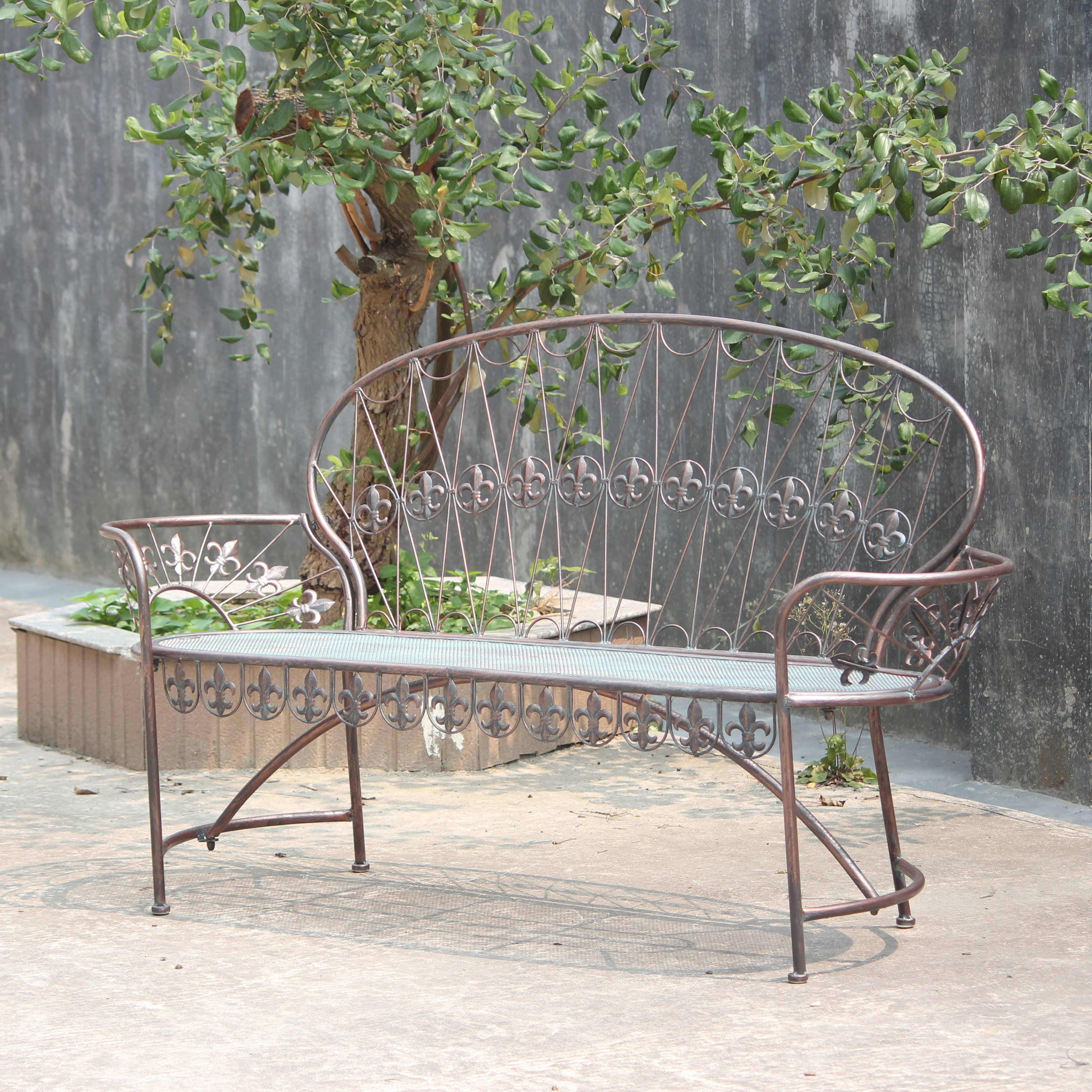 Vintage metal outdoor discount bench