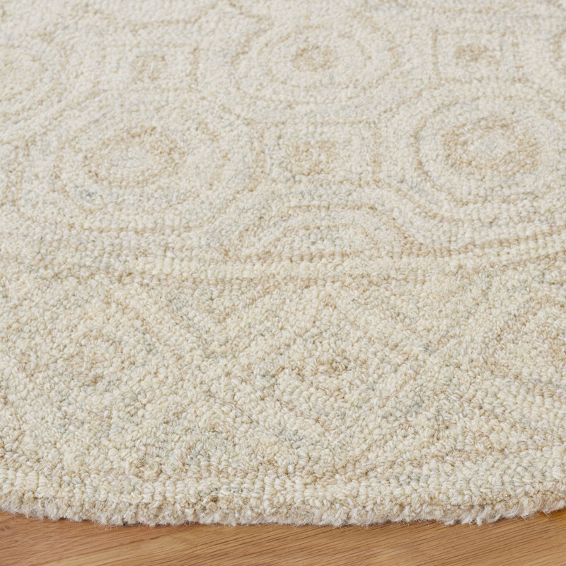 Setzer Hand Tufted Indian Wool Southwestern Rug, Round 5'