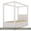 Lit à baldaquin simple avec lit gigogne et trois tiroirs de rangement, beige-396747881