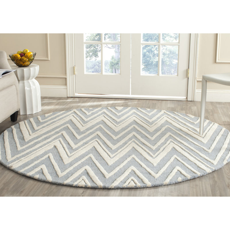 Tapis en laine touffeté à la main Sanyla, Rond 6 pi