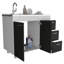 Armoire Ferretti, trois tiroirs, porte double, quatre pieds