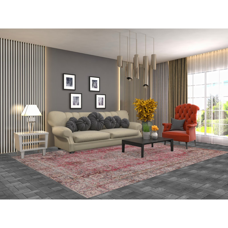 Tapis traditionnel rétro en laine à motif floral 7 x 10
