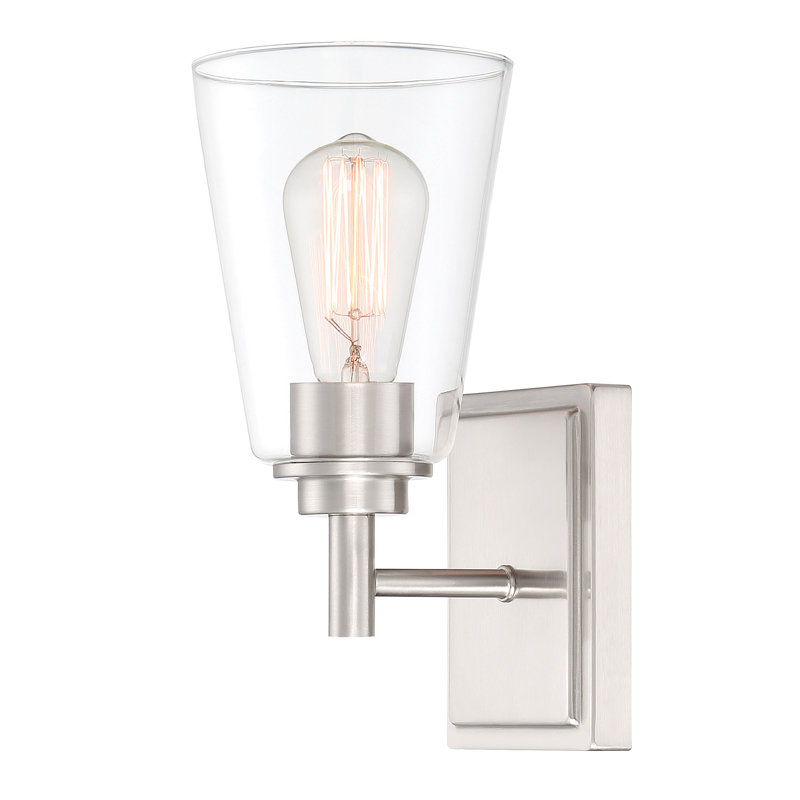Lanning 1 Light Armed Wall Sconce, Satin Platinum